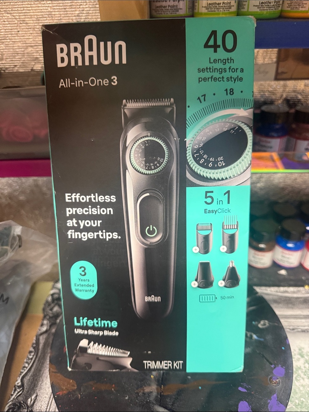 Braun All-in-One 3 Trimmer Kit – Black with Teal Accents